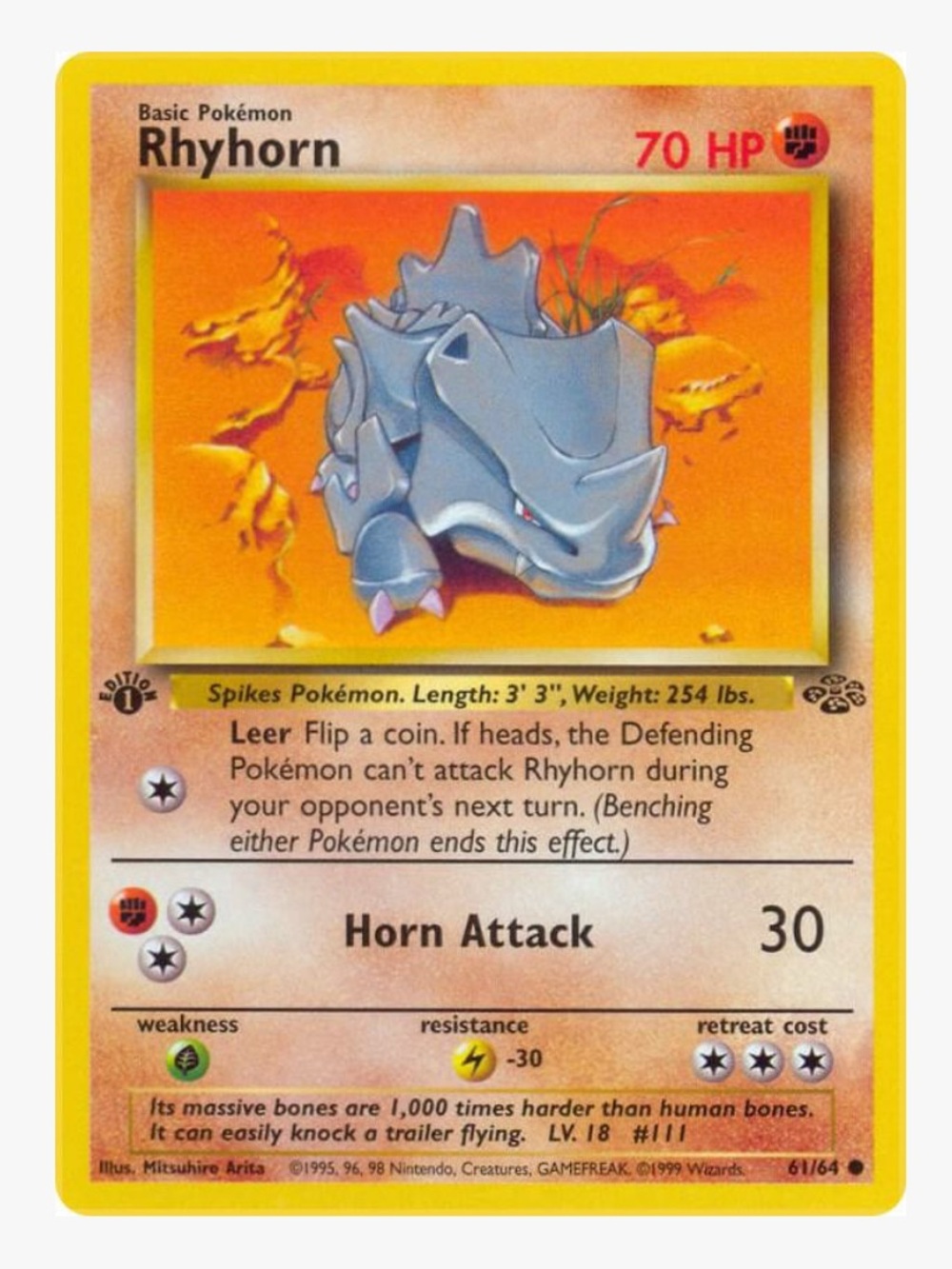 Rhyhorn Jungle Unlimited Pokemon Trading Card